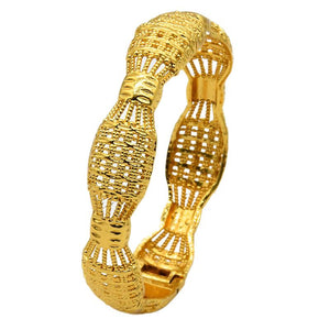 Hot Sale 24K Gold Plated Bracelet Dubai Bride India Nigeria Women's Wedding Alluvial Gold Bracelet Ornament Wholesale