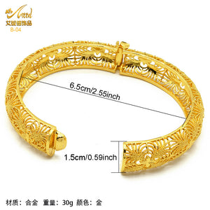 Hot Sale 24K Gold Plated Bracelet Dubai Bride India Nigeria Women's Wedding Alluvial Gold Bracelet Ornament Wholesale