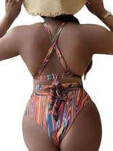 Load image into Gallery viewer, 2023New Cross-Border Amazon European and American Sexy plus Size Printing Split High Waist Bikini Swimsuit Factory Wholesale