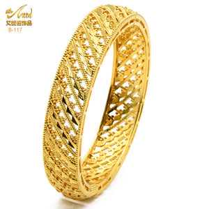 Hot Sale 24K Gold Plated Bracelet Dubai Bride India Nigeria Women's Wedding Alluvial Gold Bracelet Ornament Wholesale