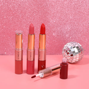 O.TWO.ODouble-Headed Velvet Matte Lip Gloss Lipstick Two-in-One Soft Fog12Color Lip Lacquer Factory Direct SalesN9107