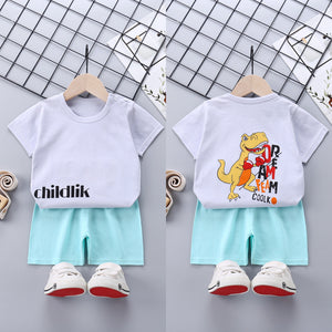 Children's Short-Sleeved Suit Cotton Summer Baby Clothes Korean Girls  TT-shirt Boys' Clothing Foreign Trade Children's Wear Wholesale