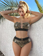 Load image into Gallery viewer, 2023New Foreign Trade Amazon European and American Sexy Bronzing High Waist Split Bikini Women&#39;s Swimsuit Factory Wholesale