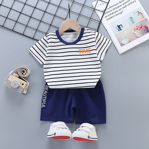 Children's Short-Sleeved Suit Cotton Summer Baby Clothes Korean Girls  TT-shirt Boys' Clothing Foreign Trade Children's Wear Wholesale